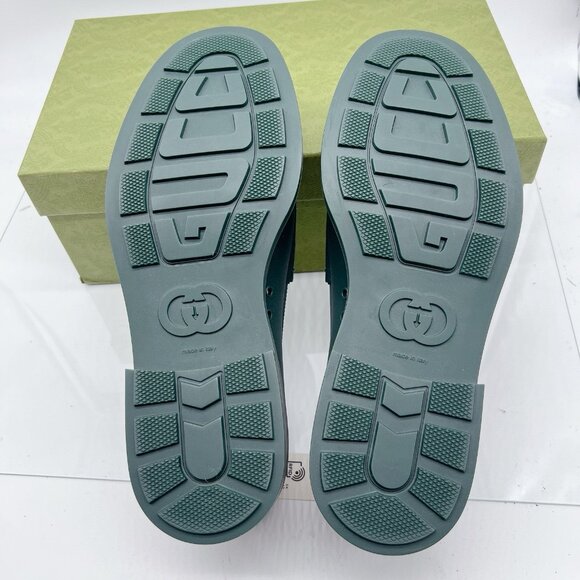 GUCCI Enameled Horsebit Loafer Dark Green Rubber Mens Size UK 11 US 11.5 - Picture 11 of 15